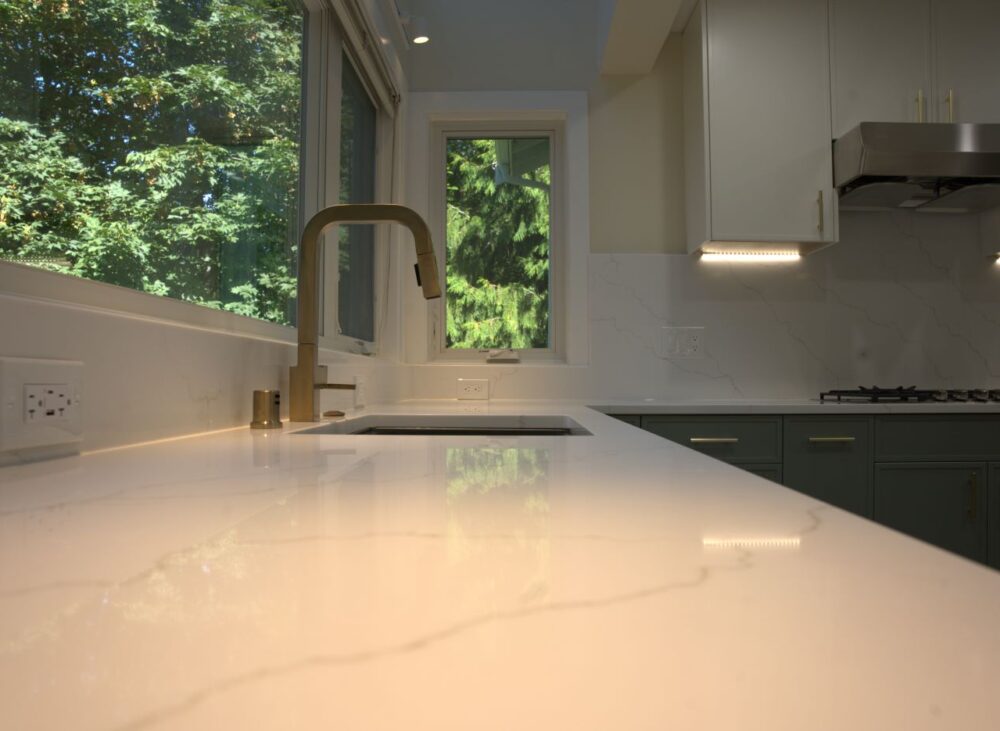 Mercer Island Kitchen Remodeling Ideas: Layout and Material Choices for backsplash prep, stair movement and quiet park streets Bellevue Factoria Kitchen 9 for Bellevue Kitchen Remodeling, focused on appliance fit