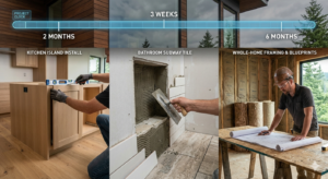 realistic remodel timelines for kitchens, bathrooms, basements, and whole-home renovations. Plan your Bellevue, WA project with confidence.